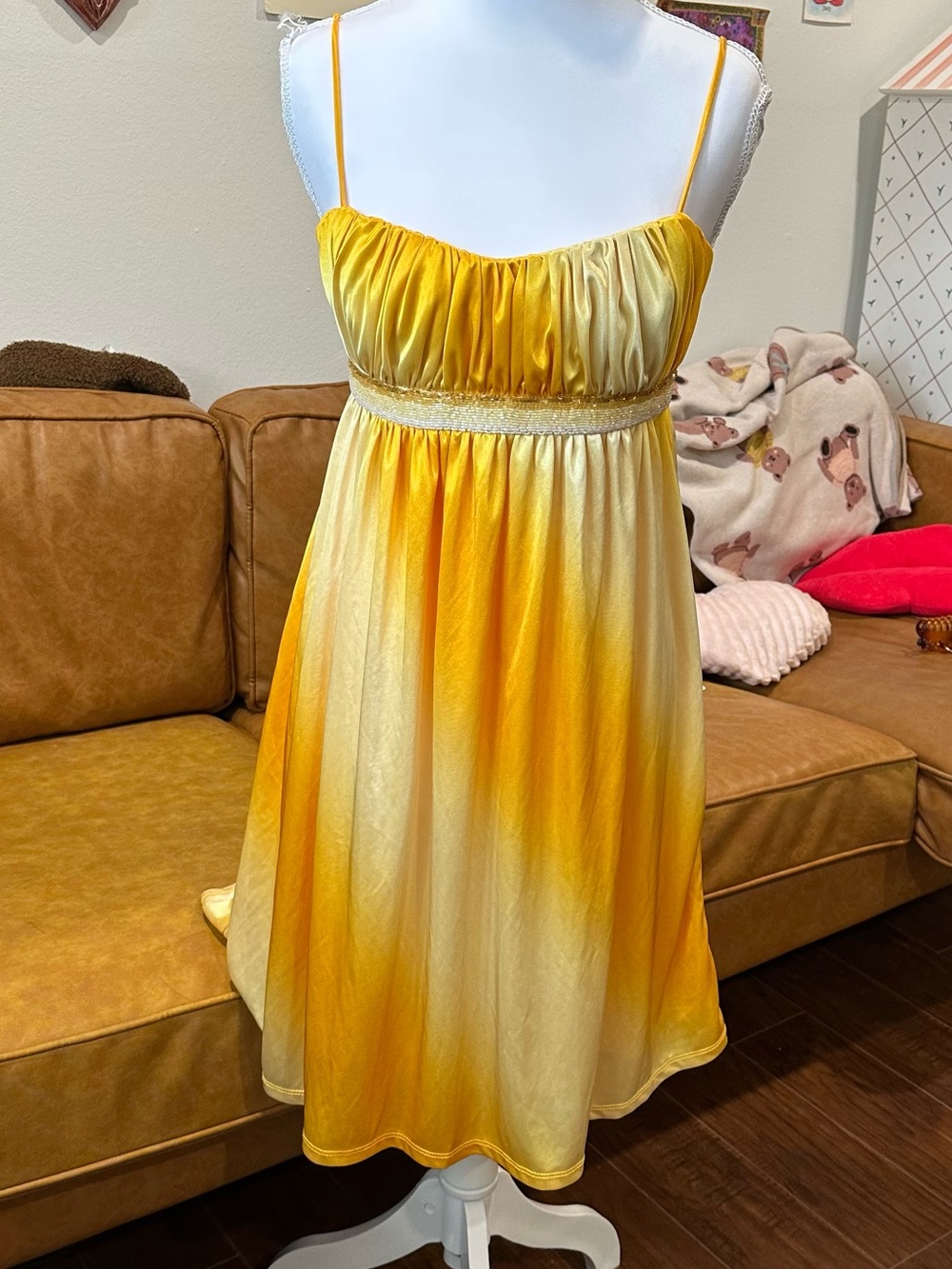 City triangles Yellow Ombre Spaghetti Strap Sundress